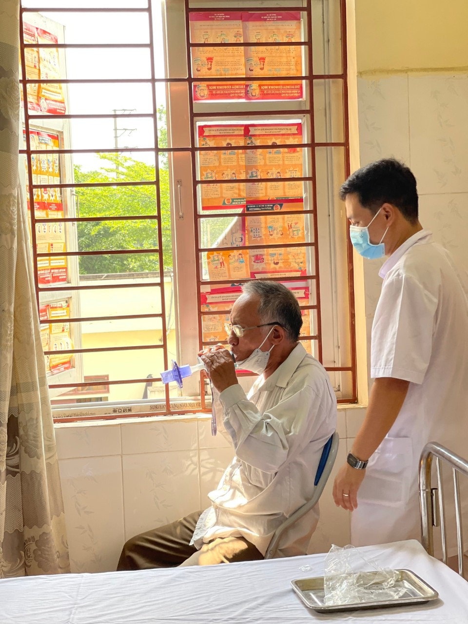Clinical trial patient receiving treatment